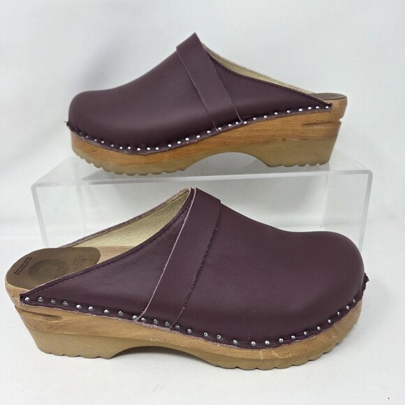 Swedish Clogs Troentorp Da Vinci Womens 11 / EU 41 Purple Burgendy Cottagecore - Picture 1 of 11